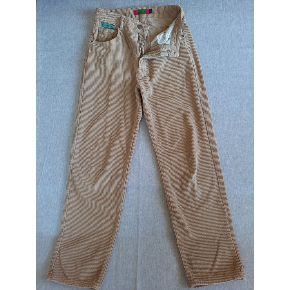 Empyre Tori Women's waist 28in Outdoor Baggy Pants Brown Corduroy Art Embroider